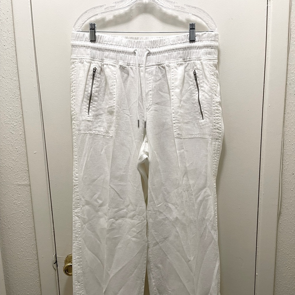 ATHLETA Linen Pants Wide Leg Retreat White women’s Sz 16 EUC